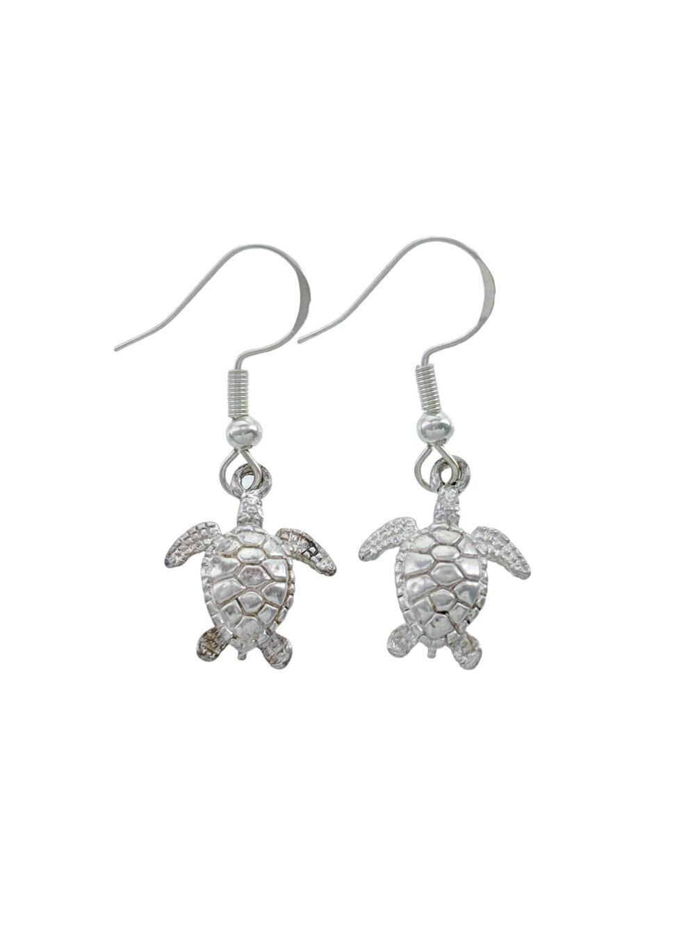 Vintage Sterling Silver 925 Sea Turtle Dangle Earrings